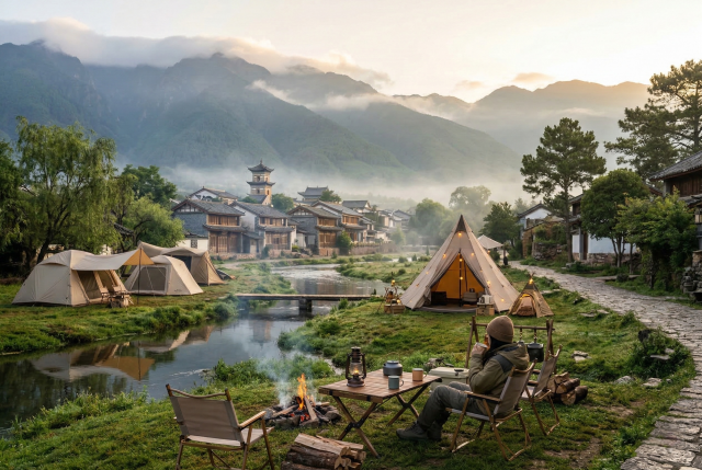 大理剑川沙溪古镇露营 茶马古道旁的静谧露营地